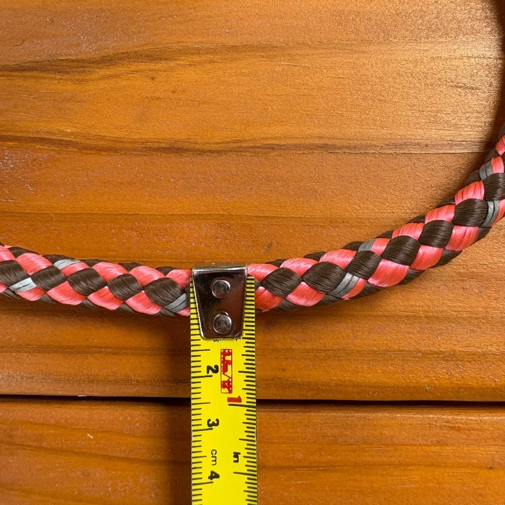 Dog Leash Braided Nylon with Leather Pink, Gray and Red